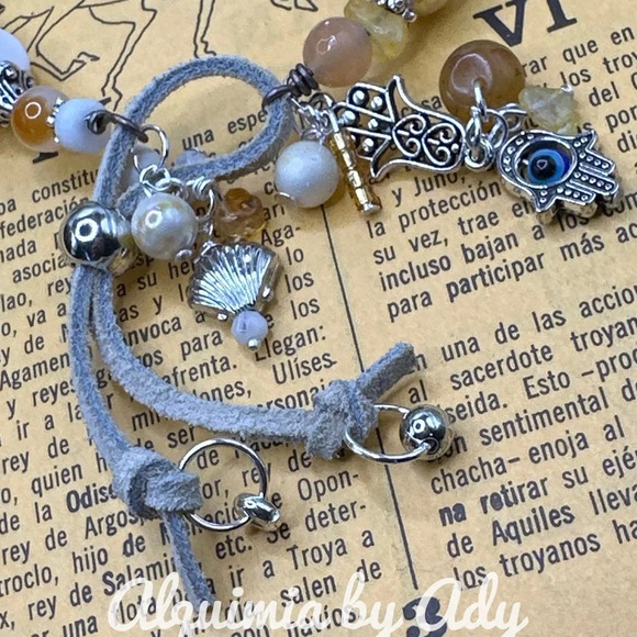 Clear phantom quartz maxi sphere bead silver leather wrap cowgirl cuff bracelet - Picture 10 of 10